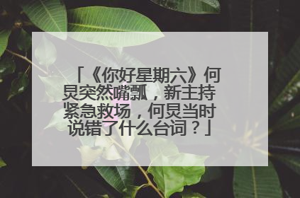 《你好星期六》何炅突然嘴瓢,新主持紧急救场,何炅当时说错了什么台词?