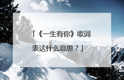 《一生有你》歌词表达什么意思？