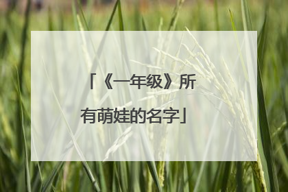 《一年级》所有萌娃的名字