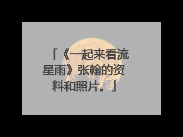 《一起来看流星雨》张翰的资料和照片。