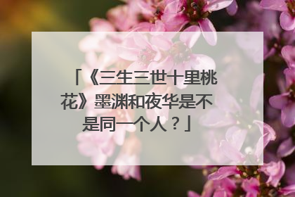 《三生三世十里桃花》墨渊和夜华是不是同一个人?