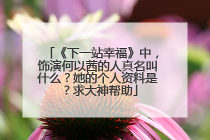 《下一站幸福》中，饰演何以茜的人真名叫什么？她的个人资料是？求大神帮助