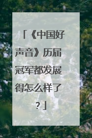 《中国好声音》历届冠军都发展得怎么样了？