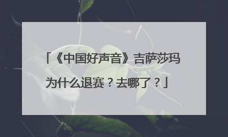 《中国好声音》吉萨莎玛为什么退赛？去哪了？
