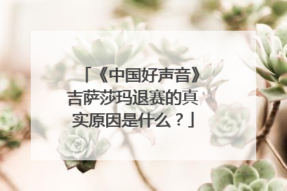 《中国好声音》吉萨莎玛退赛的真实原因是什么?