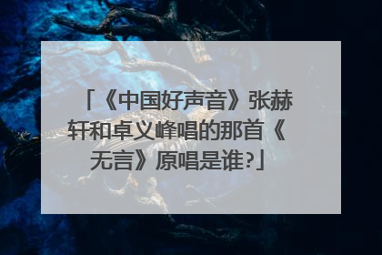 《中国好声音》张赫轩和卓义峰唱的那首《无言》原唱是谁?