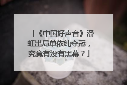 《中国好声音》潘虹出局单依纯夺冠,究竟有没有黑幕?