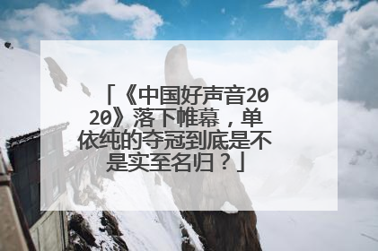 《中国好声音2020》落下帷幕,单依纯的夺冠到底是不是实至名归?