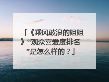 《乘风破浪的姐姐》“观众喜爱度排名”是怎么样的？