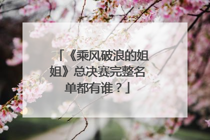 《乘风破浪的姐姐》总决赛完整名单都有谁?
