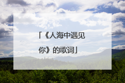 《人海中遇见你》的歌词