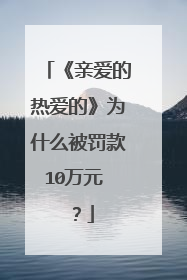 《亲爱的热爱的》为什么被罚款10万元 ?