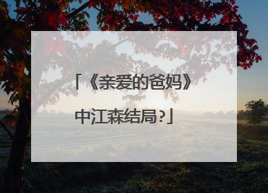 《亲爱的爸妈》中江森结局?