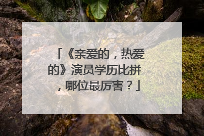 《亲爱的，热爱的》演员学历比拼，哪位最厉害？