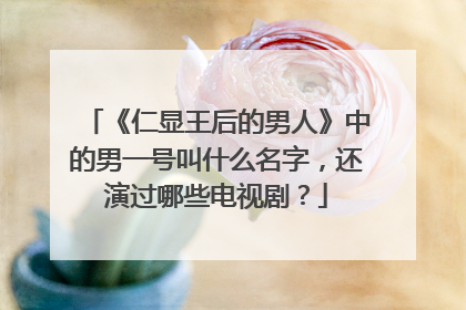 《仁显王后的男人》中的男一号叫什么名字,还演过哪些电视剧?