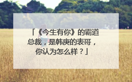 《今生有你》的霸道总裁，是韩庚的表哥，你认为怎么样？
