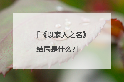 《以家人之名》结局是什么?