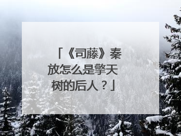 《司藤》秦放怎么是擎天树的后人?