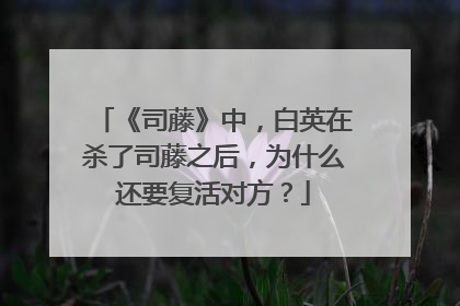 《司藤》中,白英在杀了司藤之后,为什么还要复活对方?