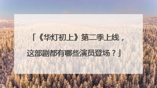 《华灯初上》第二季上线,这部剧都有哪些演员登场?