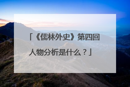 《儒林外史》第四回人物分析是什么?
