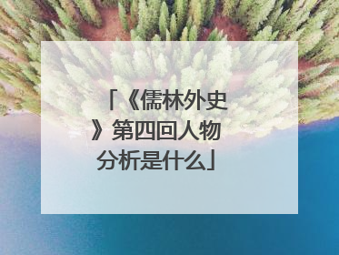 《儒林外史》第四回人物分析是什么