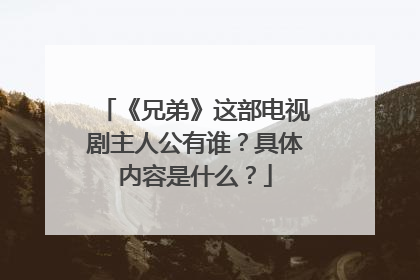 《兄弟》这部电视剧主人公有谁?具体内容是什么?