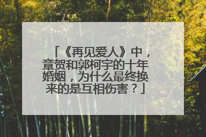 《再见爱人》中,章贺和郭柯宇的十年婚姻,为什么最终换来的是互相伤害?