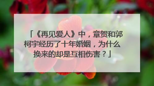 《再见爱人》中，章贺和郭柯宇经历了十年婚姻，为什么换来的却是互相伤害？