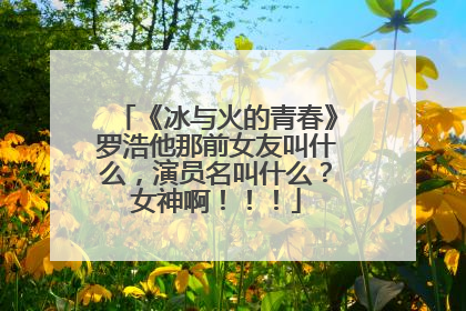 《冰与火的青春》罗浩他那前女友叫什么,演员名叫什么?女神啊!!!