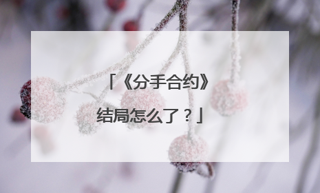 《分手合约》结局怎么了?