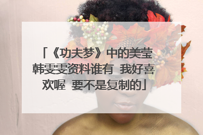 《功夫梦》中的美莹 韩雯雯资料谁有 我好喜欢喔 要不是复制的