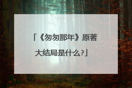 《匆匆那年》原著大结局是什么?