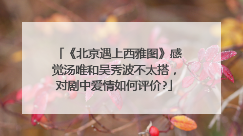 《北京遇上西雅图》感觉汤唯和吴秀波不太搭,对剧中爱情如何评价?