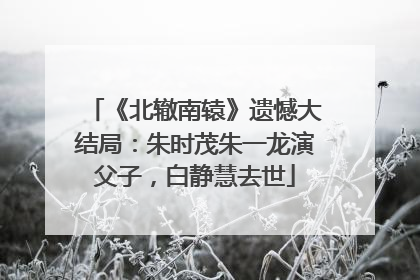 《北辙南辕》遗憾大结局:朱时茂朱一龙演父子,白静慧去世