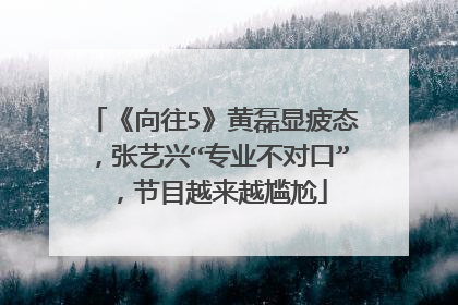 《向往5》黄磊显疲态，张艺兴“专业不对口”，节目越来越尴尬