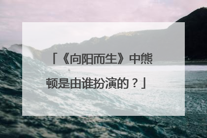 《向阳而生》中熊顿是由谁扮演的？
