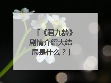 《君九龄》剧情介绍大结局是什么?