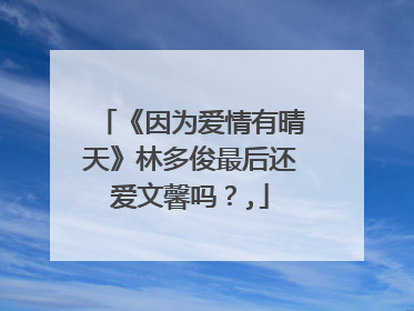 《因为爱情有晴天》林多俊最后还爱文馨吗?,