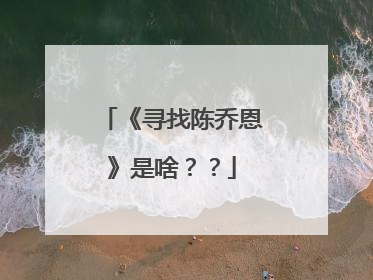 《寻找陈乔恩》是啥？？