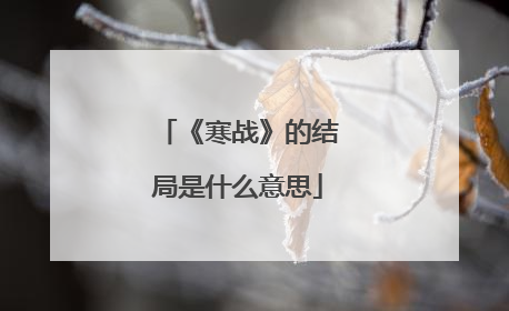《寒战》的结局是什么意思