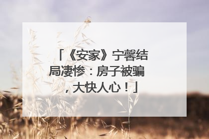 《安家》宁馨结局凄惨：房子被骗，大快人心！