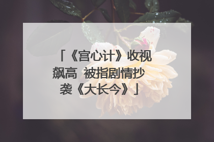 《宫心计》收视飙高 被指剧情抄袭《大长今》