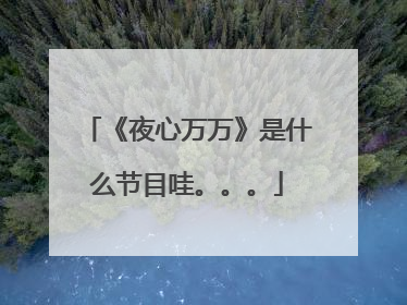 《夜心万万》是什么节目哇。。。