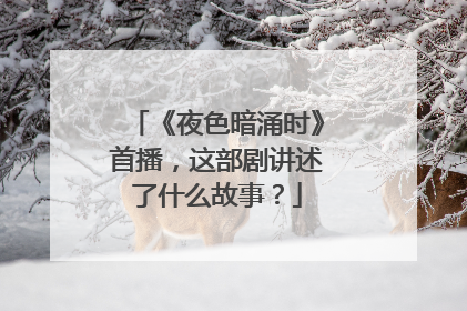 《夜色暗涌时》首播,这部剧讲述了什么故事?