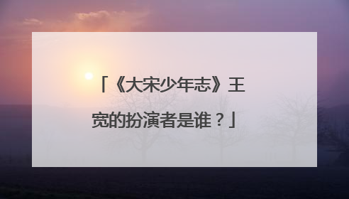 《大宋少年志》王宽的扮演者是谁？