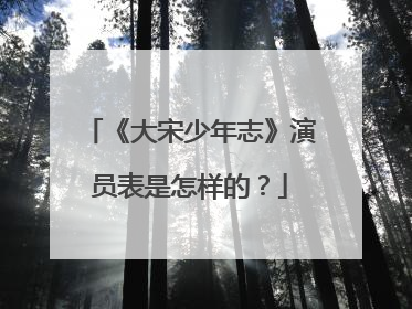《大宋少年志》演员表是怎样的？