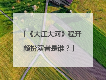 《大江大河》程开颜扮演者是谁?