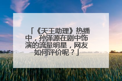 《天王助理》热播中,孙泽源在剧中饰演的流量明星,网友如何评价呢?