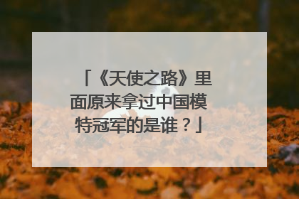 《天使之路》里面原来拿过中国模特冠军的是谁？